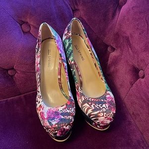 NWOT CALL IT SPRING PLATFORM SHOES SIZE 8 MULTI-PRINT IN FLORAL & LEOPARD
